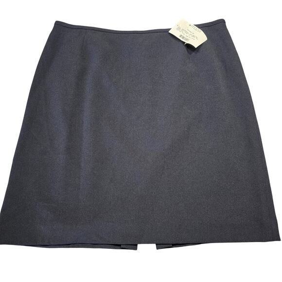 Macy's Navy Blue Suit Skirt NEW Lined Slit Zip A-Line Midi Womens Petite Size 16 - Picture 1 of 9